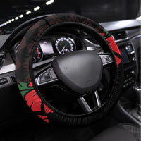 King Kamehameha Day Steering Wheel Cover Hawaii Kakau Reggae LT01 Universal Fit Black - Polynesian Pride