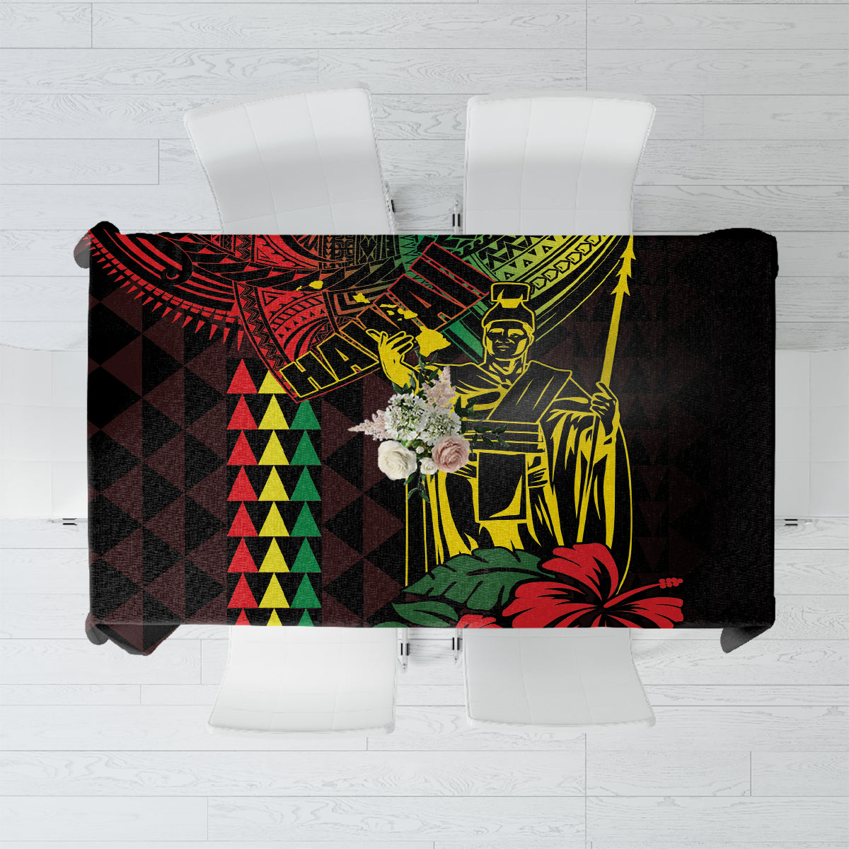 King Kamehameha Day Tablecloth Hawaii Kakau Reggae LT01 Black - Polynesian Pride