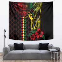 King Kamehameha Day Tapestry Hawaii Kakau Reggae LT01 Black - Polynesian Pride