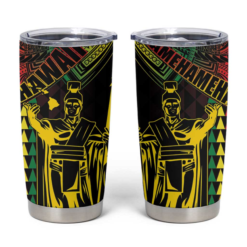 King Kamehameha Day Tumbler Cup Hawaii Kakau Reggae LT01 Black - Polynesian Pride