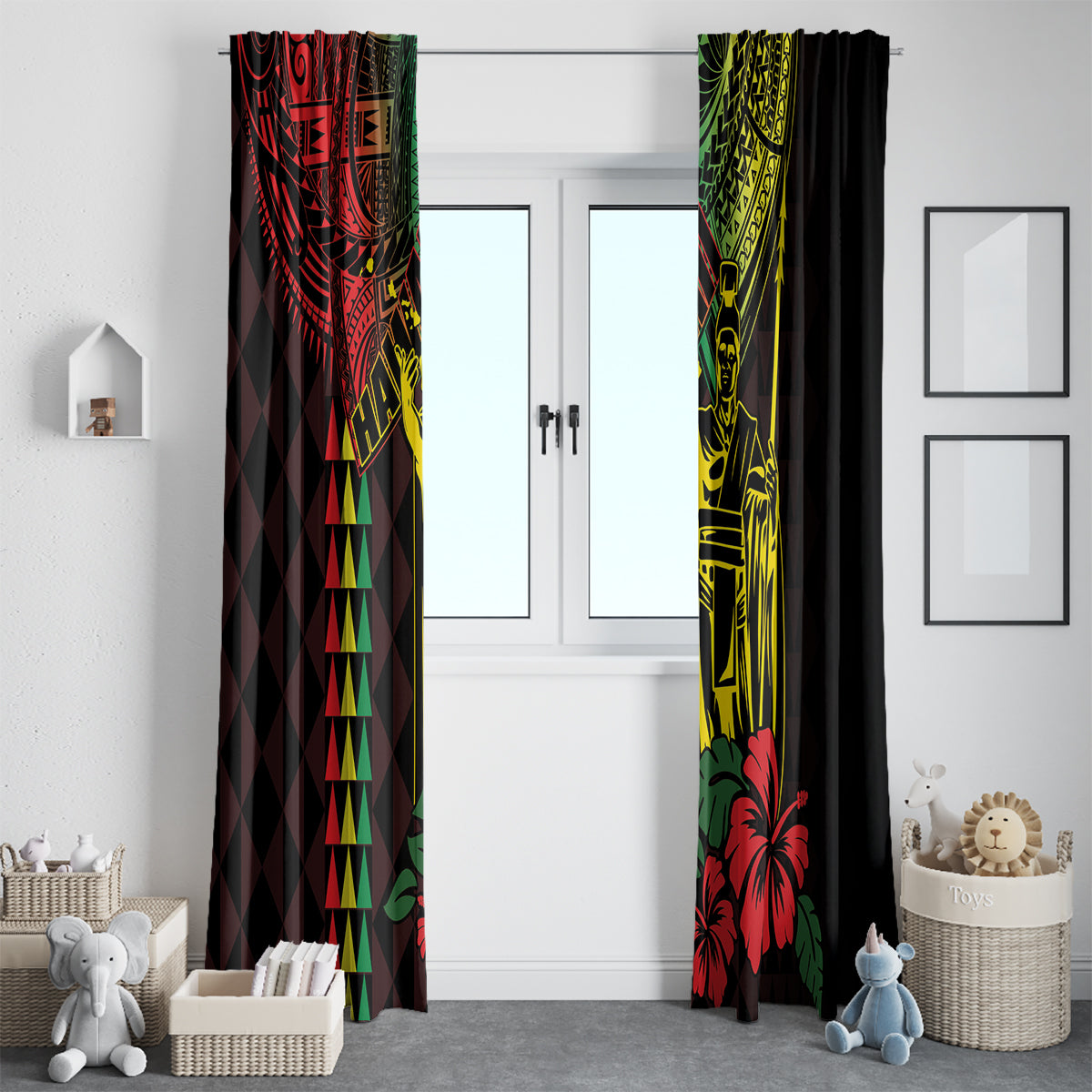 King Kamehameha Day Window Curtain Hawaii Kakau Reggae LT01 - Polynesian Pride