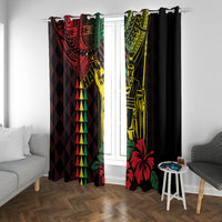 King Kamehameha Day Window Curtain Hawaii Kakau Reggae LT01 With Grommets Black - Polynesian Pride
