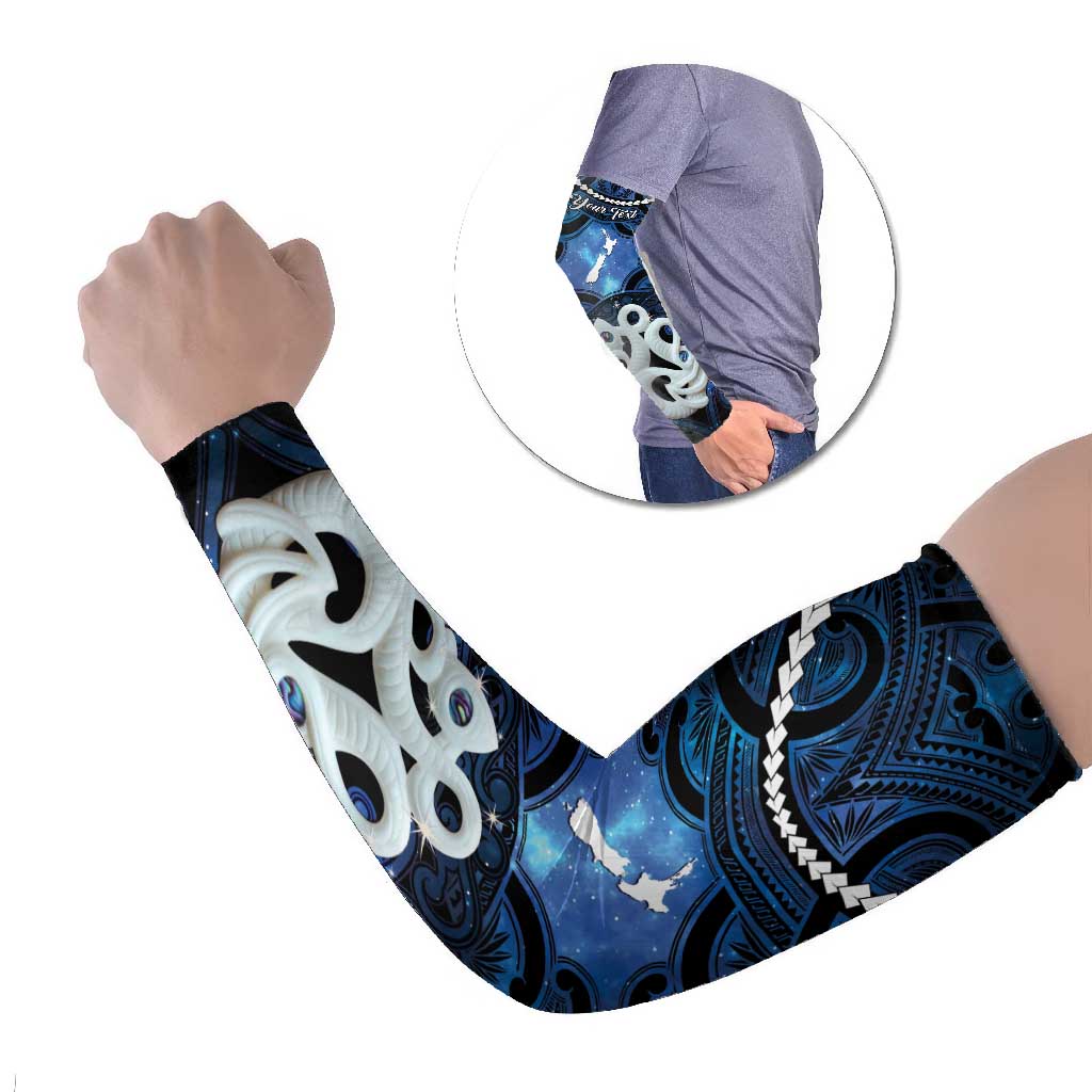 Personalized Maori Matariki Manaia Arm Sleeves Maori Kowhaiwhai Pattern Galaxy LT01 Set of 2 Blue - Polynesian Pride