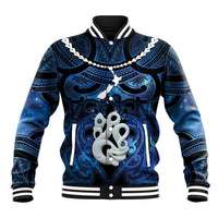 Personalized Maori Matariki Manaia Baseball Jacket Maori Kowhaiwhai Pattern Galaxy LT01 Unisex Blue - Polynesian Pride