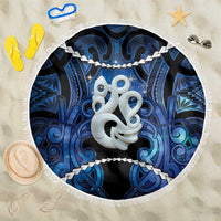 Maori Matariki Manaia Beach Blanket Maori Kowhaiwhai Pattern Galaxy LT01 One Size 150cm Blue - Polynesian Pride