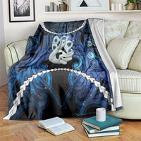 Maori Matariki Manaia Blanket Maori Kowhaiwhai Pattern Galaxy LT01 Blue - Polynesian Pride