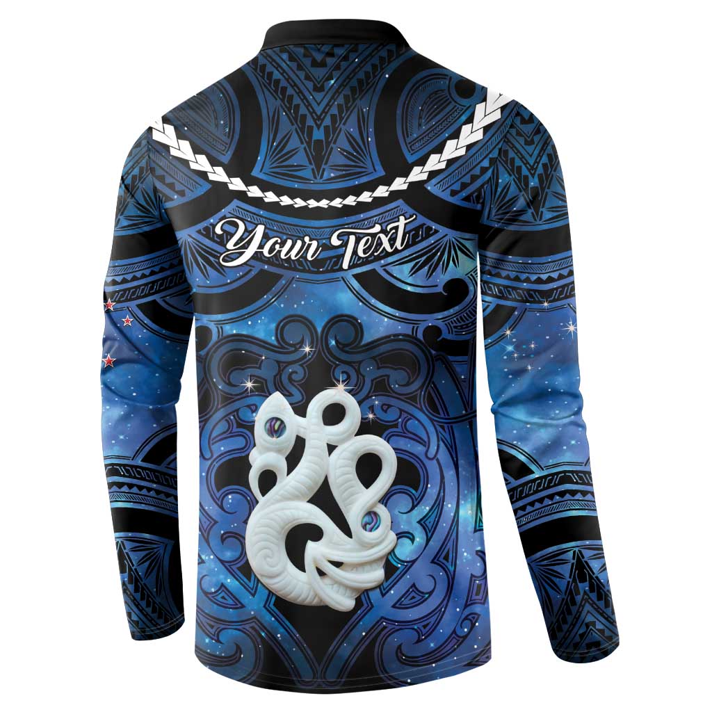 Personalized Maori Matariki Manaia Button Sweatshirt Maori Kowhaiwhai Pattern Galaxy LT01 - Polynesian Pride