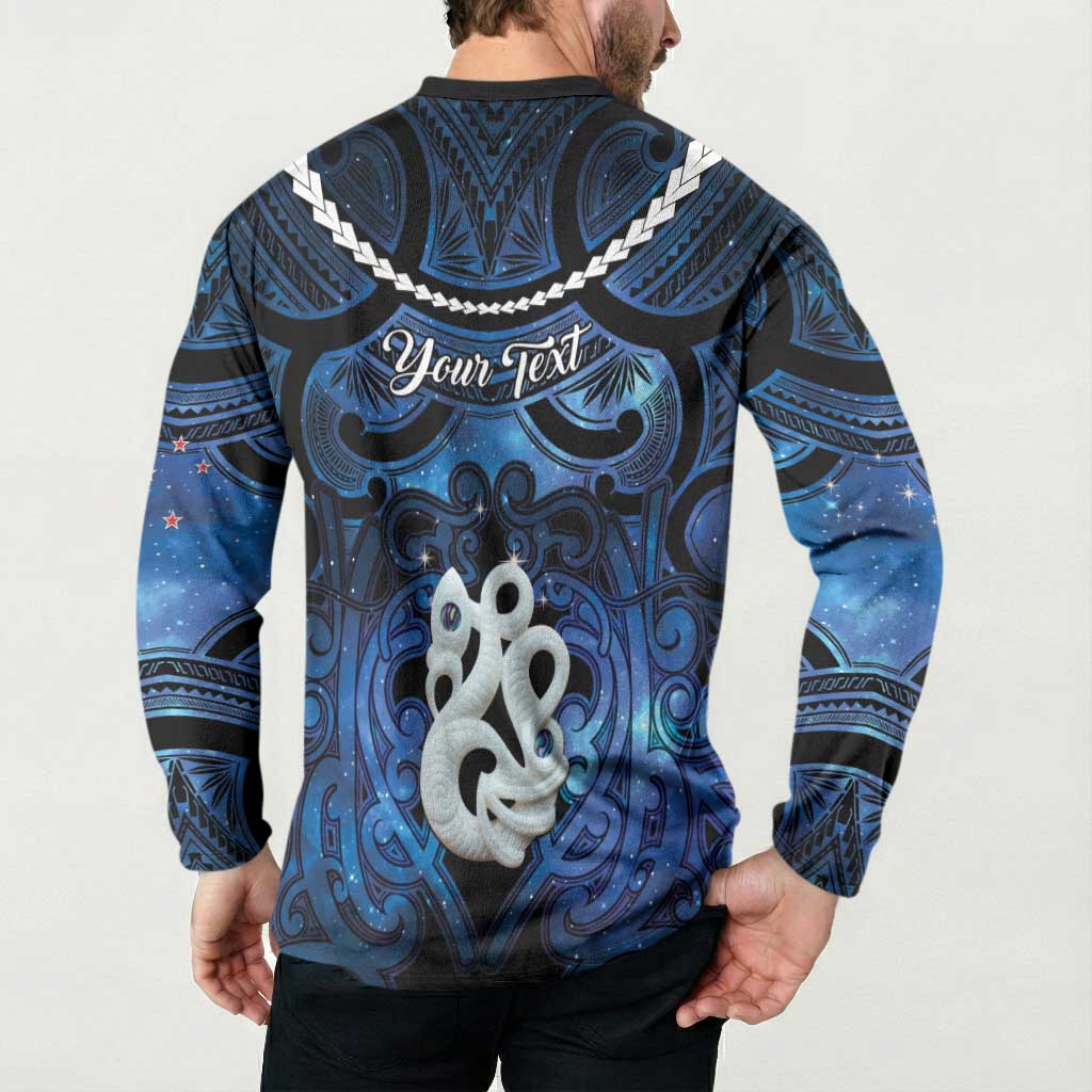 Personalized Maori Matariki Manaia Button Sweatshirt Maori Kowhaiwhai Pattern Galaxy LT01 - Polynesian Pride