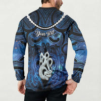 Personalized Maori Matariki Manaia Button Sweatshirt Maori Kowhaiwhai Pattern Galaxy LT01 - Polynesian Pride