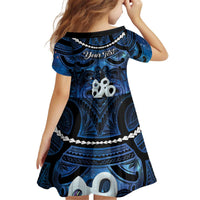 Personalized Maori Matariki Manaia Kid Short Sleeve Dress Maori Kowhaiwhai Pattern Galaxy LT01 - Polynesian Pride