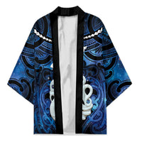 Personalized Maori Matariki Manaia Kimono Maori Kowhaiwhai Pattern Galaxy LT01 Unisex Blue - Polynesian Pride