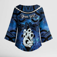 Personalized Maori Matariki Manaia Kimono Sleeve Blouse Maori Kowhaiwhai Pattern Galaxy LT01 - Polynesian Pride