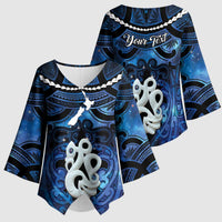 Personalized Maori Matariki Manaia Kimono Sleeve Blouse Maori Kowhaiwhai Pattern Galaxy LT01 - Polynesian Pride
