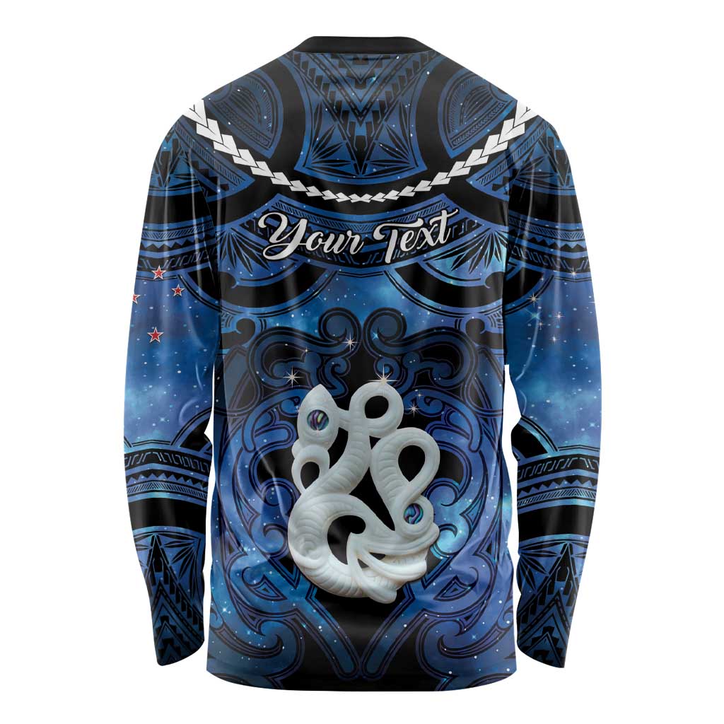 Personalized Maori Matariki Manaia Long Sleeve Shirt Maori Kowhaiwhai Pattern Galaxy LT01 - Polynesian Pride