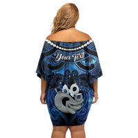 Personalized Maori Matariki Manaia Off Shoulder Short Dress Maori Kowhaiwhai Pattern Galaxy LT01 - Polynesian Pride