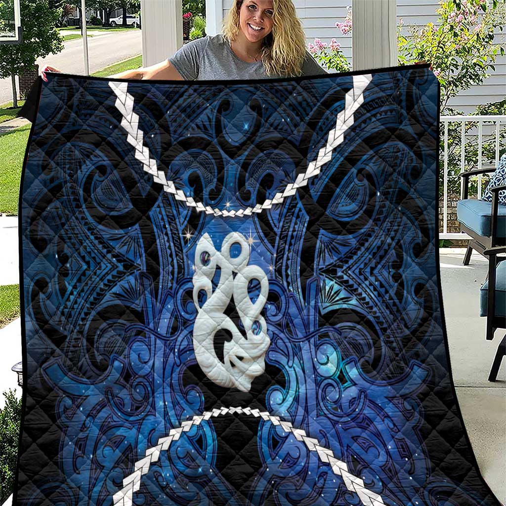 Maori Matariki Manaia Quilt Maori Kowhaiwhai Pattern Galaxy LT01 Blue - Polynesian Pride