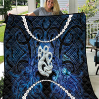 Maori Matariki Manaia Quilt Maori Kowhaiwhai Pattern Galaxy LT01 Blue - Polynesian Pride