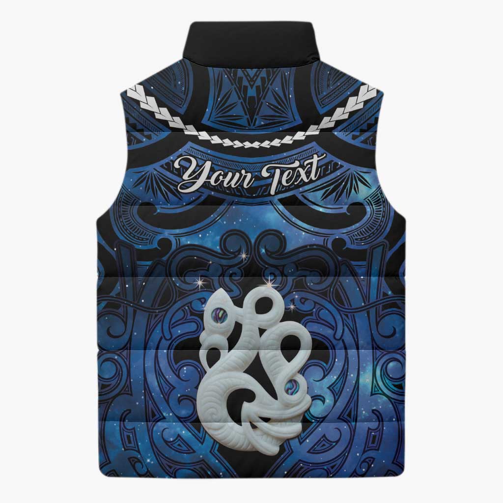 Personalized Maori Matariki Manaia Sleeveless Puffer Jacket Maori Kowhaiwhai Pattern Galaxy LT01 - Polynesian Pride