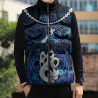 Personalized Maori Matariki Manaia Sleeveless Puffer Jacket Maori Kowhaiwhai Pattern Galaxy LT01 - Polynesian Pride
