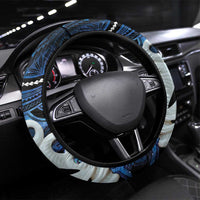 Maori Matariki Manaia Steering Wheel Cover Maori Kowhaiwhai Pattern Galaxy LT01 Universal Fit Blue - Polynesian Pride