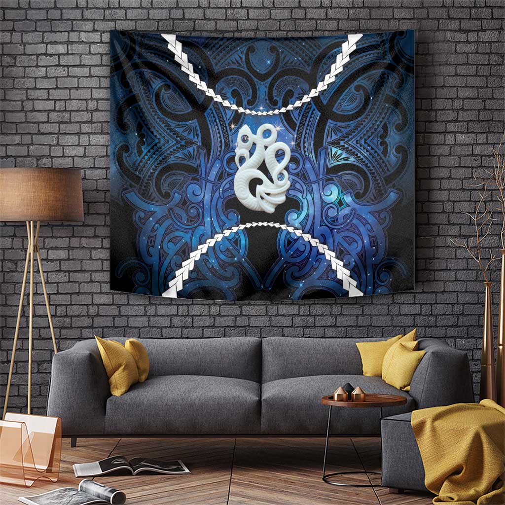 Maori Matariki Manaia Tapestry Maori Kowhaiwhai Pattern Galaxy LT01 Blue - Polynesian Pride