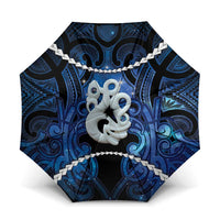Maori Matariki Manaia Umbrella Maori Kowhaiwhai Pattern Galaxy LT01 One Size Folded 11.42 inch Opened Diameter 37.4 inch Blue - Polynesian Pride