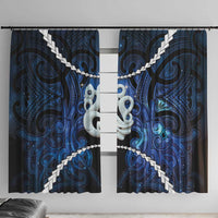 Maori Matariki Manaia Window Curtain Maori Kowhaiwhai Pattern Galaxy LT01 With Hooks Blue - Polynesian Pride