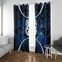 Maori Matariki Manaia Window Curtain Maori Kowhaiwhai Pattern Galaxy LT01 With Grommets Blue - Polynesian Pride