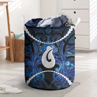Maori Matariki Hei Matau Laundry Basket Maori Kowhaiwhai Pattern Galaxy LT01 Blue - Polynesian Pride