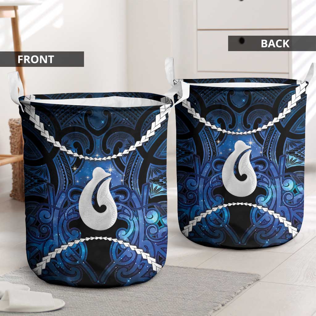 Maori Matariki Hei Matau Laundry Basket Maori Kowhaiwhai Pattern Galaxy LT01 - Polynesian Pride