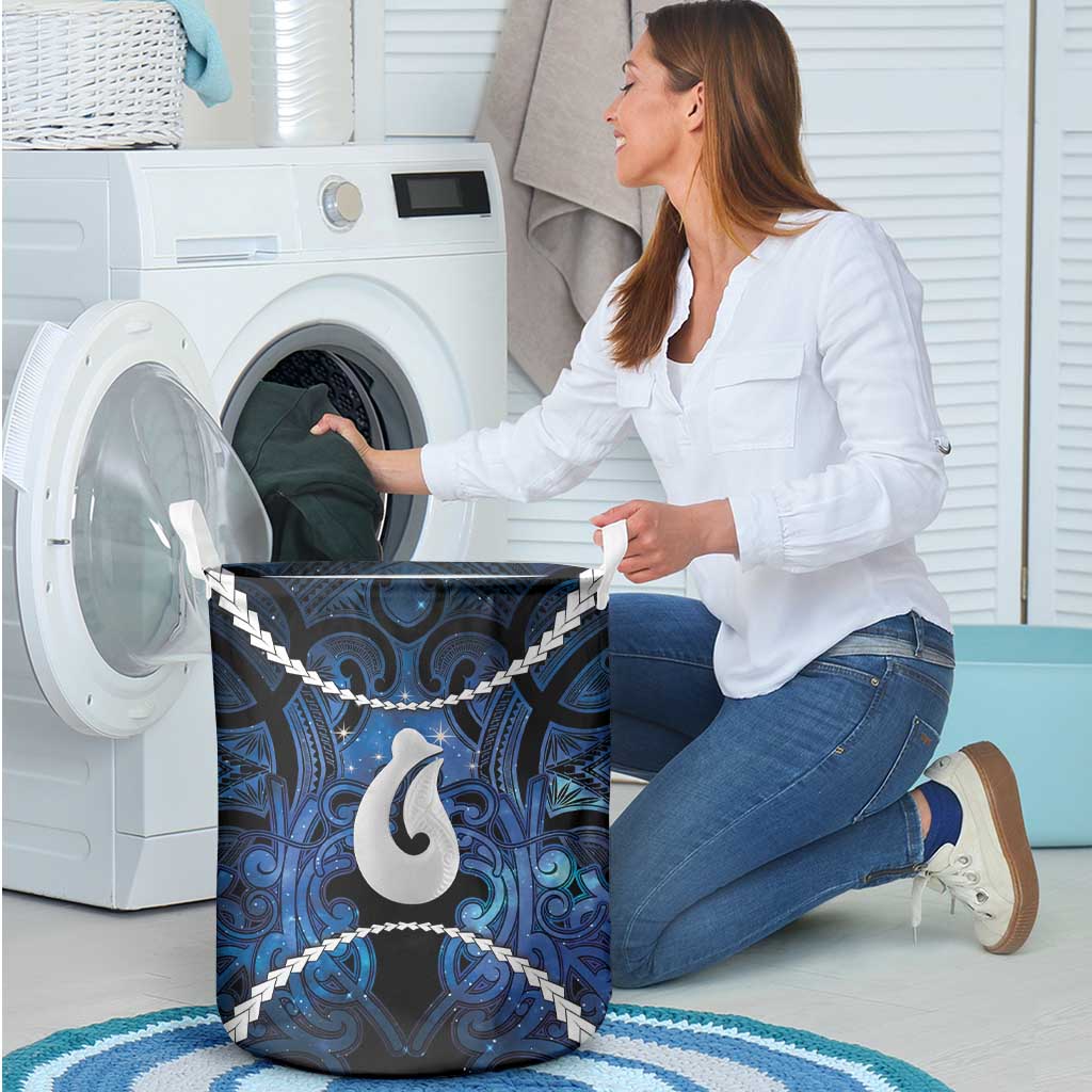 Maori Matariki Hei Matau Laundry Basket Maori Kowhaiwhai Pattern Galaxy LT01 - Polynesian Pride
