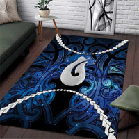 Maori Matariki Hei Matau Area Rug Maori Kowhaiwhai Pattern Galaxy LT01 Blue - Polynesian Pride
