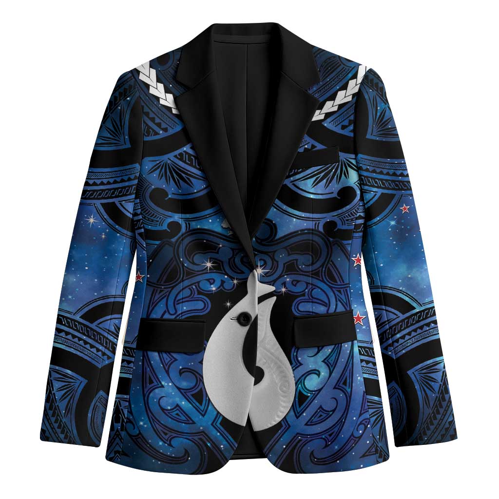 Personalized Maori Matariki Hei Matau Blazer Maori Kowhaiwhai Pattern Galaxy LT01 Unisex Blue - Polynesian Pride