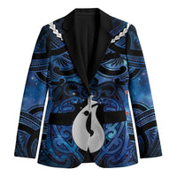 Personalized Maori Matariki Hei Matau Blazer Maori Kowhaiwhai Pattern Galaxy LT01 Unisex Blue - Polynesian Pride