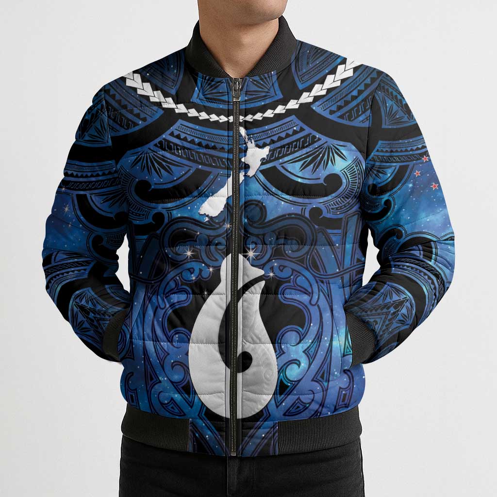 Personalized Maori Matariki Hei Matau Bomber Puffer Jacket Maori Kowhaiwhai Pattern Galaxy LT01 - Polynesian Pride
