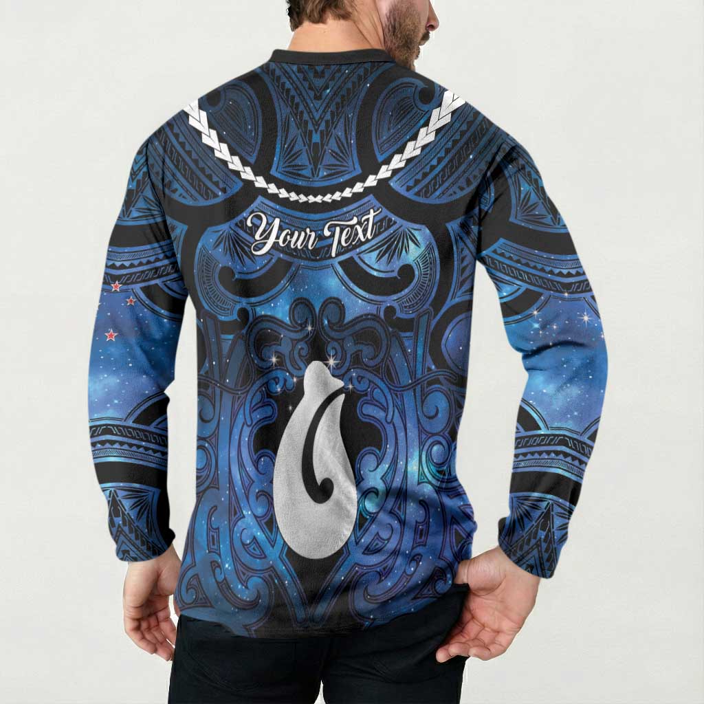 Personalized Maori Matariki Hei Matau Button Sweatshirt Maori Kowhaiwhai Pattern Galaxy LT01 - Polynesian Pride