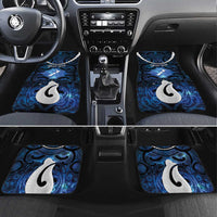 Personalized Maori Matariki Hei Matau Car Mats Maori Kowhaiwhai Pattern Galaxy LT01 Set 4pcs Blue - Polynesian Pride