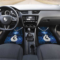 Personalized Maori Matariki Hei Matau Car Mats Maori Kowhaiwhai Pattern Galaxy LT01 Set 2pcs - Front Blue - Polynesian Pride