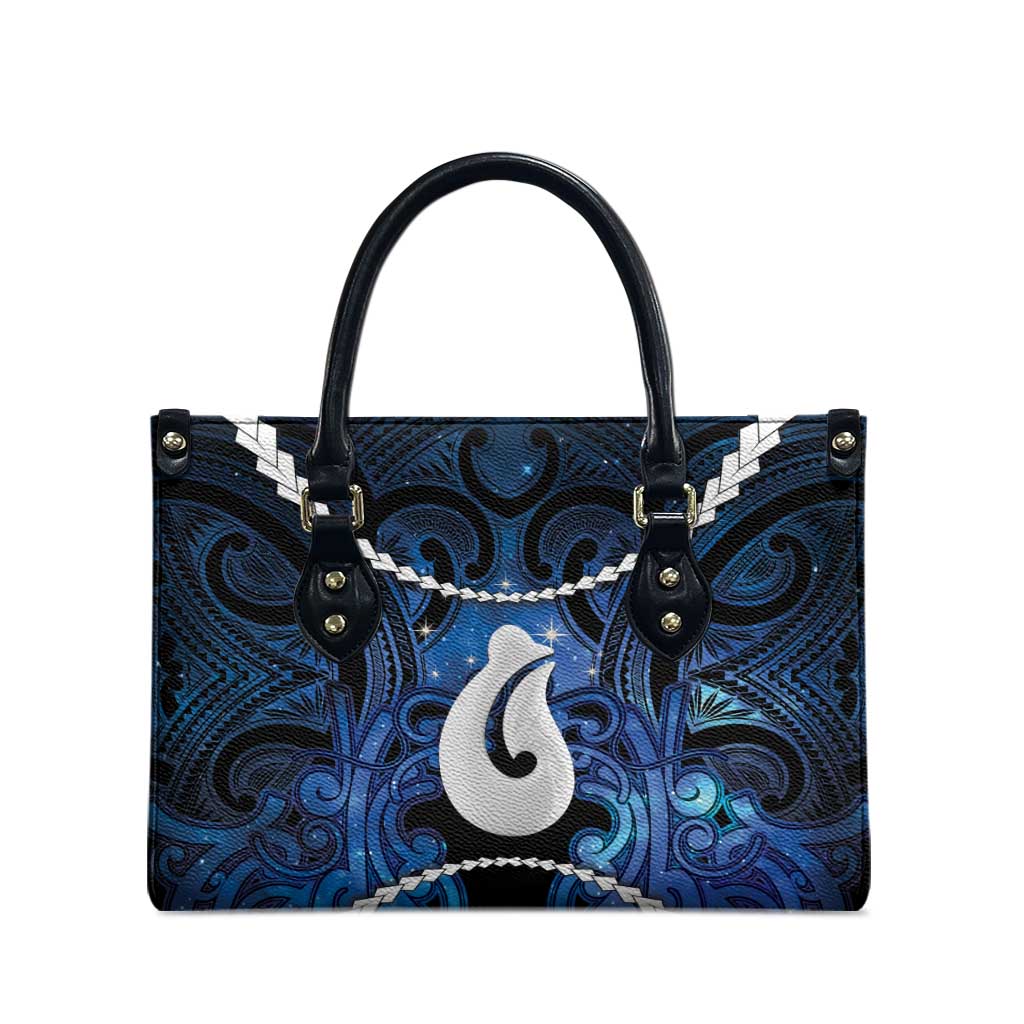 Maori Matariki Hei Matau Leather Bag Maori Kowhaiwhai Pattern Galaxy LT01 - Polynesian Pride