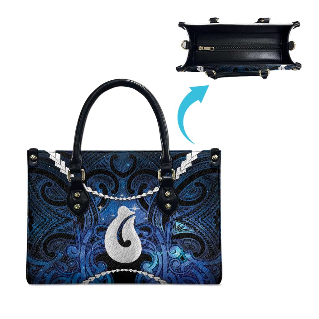 Maori Matariki Hei Matau Leather Bag Maori Kowhaiwhai Pattern Galaxy LT01 - Polynesian Pride