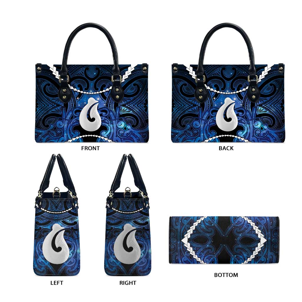 Maori Matariki Hei Matau Leather Bag Maori Kowhaiwhai Pattern Galaxy LT01 - Polynesian Pride