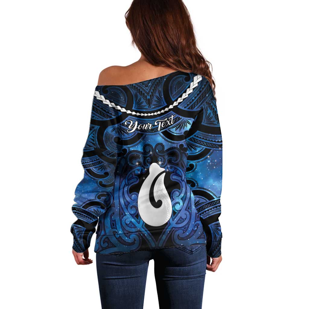 Personalized Maori Matariki Hei Matau Off Shoulder Sweater Maori Kowhaiwhai Pattern Galaxy LT01 - Polynesian Pride