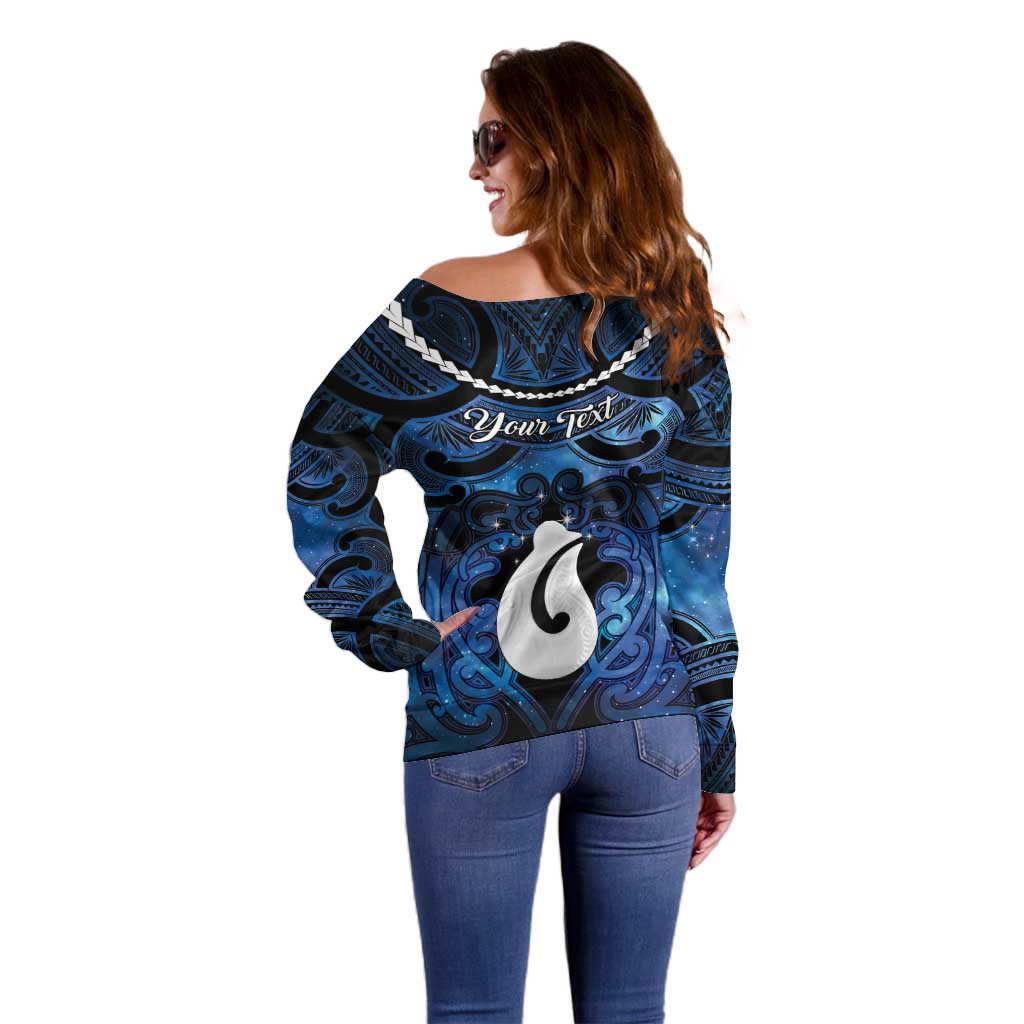 Personalized Maori Matariki Hei Matau Off Shoulder Sweater Maori Kowhaiwhai Pattern Galaxy LT01 - Polynesian Pride