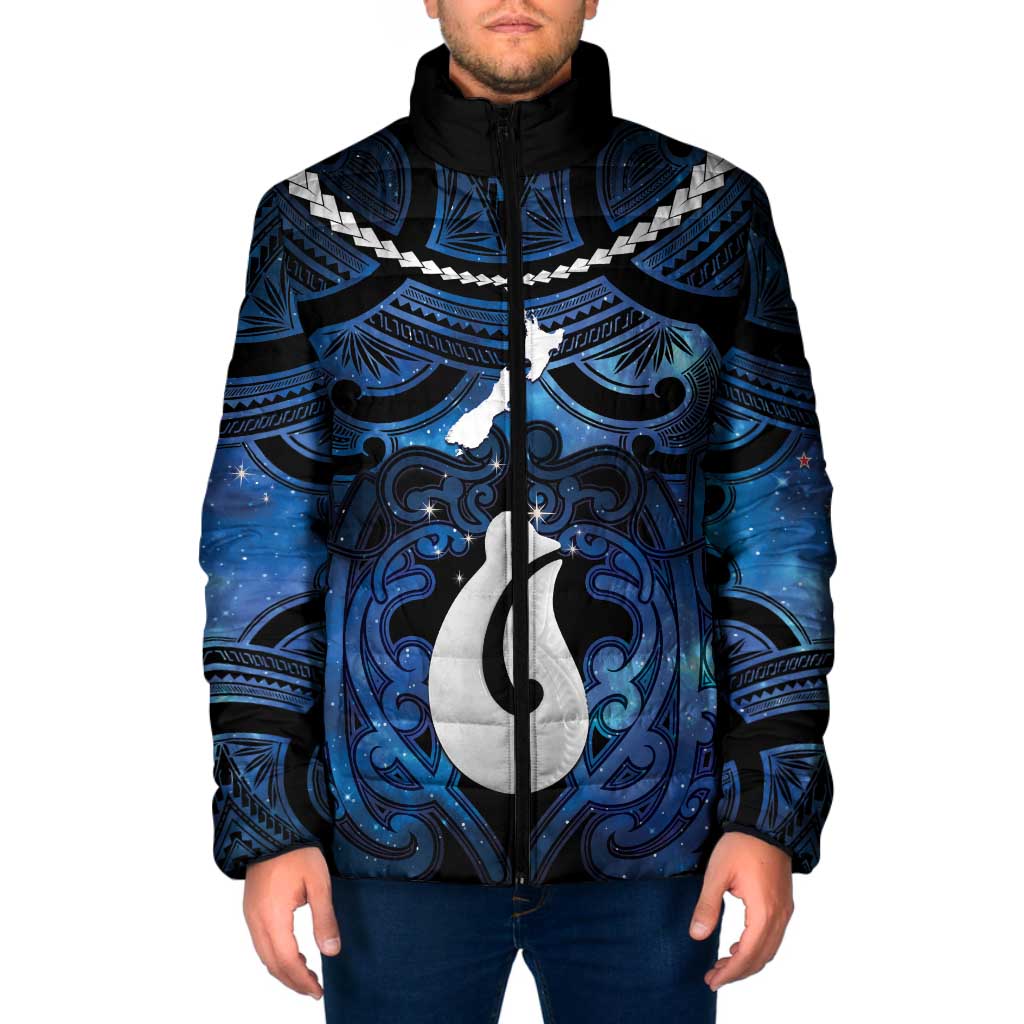 Personalized Maori Matariki Hei Matau Padded Jacket Maori Kowhaiwhai Pattern Galaxy LT01 Men Blue - Polynesian Pride