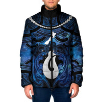 Personalized Maori Matariki Hei Matau Padded Jacket Maori Kowhaiwhai Pattern Galaxy LT01 Men Blue - Polynesian Pride