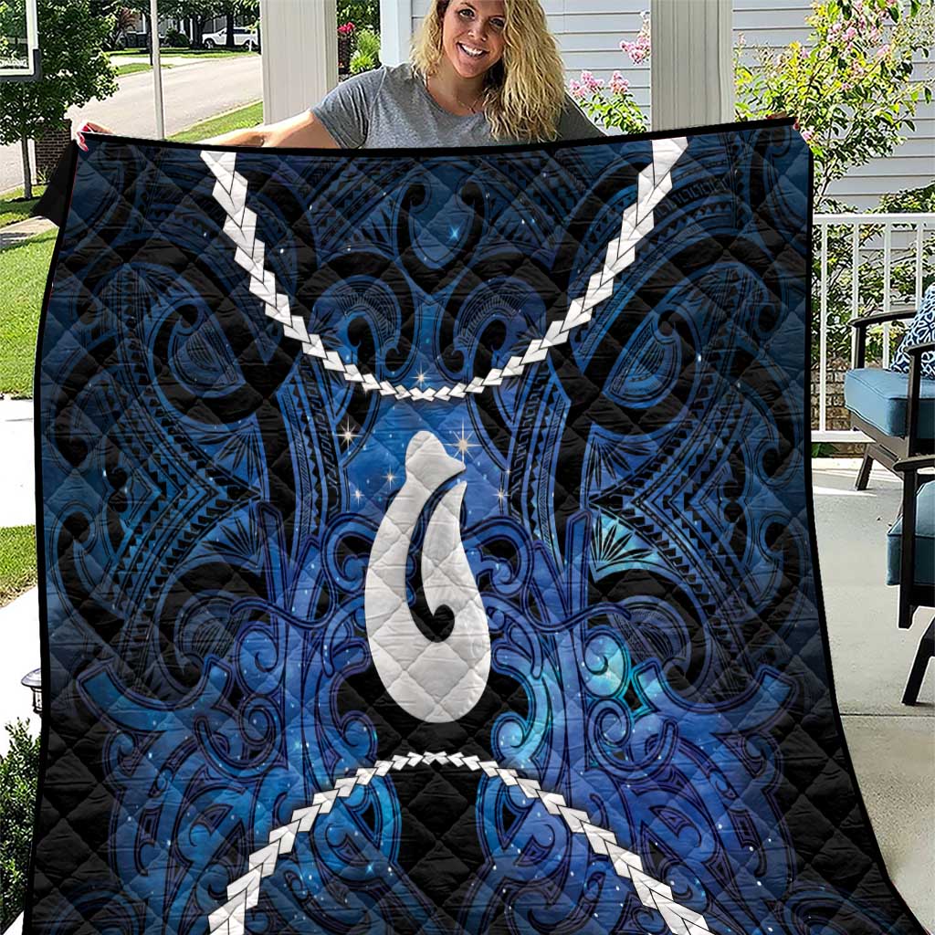 Maori Matariki Hei Matau Quilt Maori Kowhaiwhai Pattern Galaxy LT01 Blue - Polynesian Pride