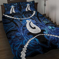 Maori Matariki Hei Matau Quilt Bed Set Maori Kowhaiwhai Pattern Galaxy LT01 Blue - Polynesian Pride