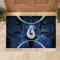 Maori Matariki Hei Matau Rubber Doormat Maori Kowhaiwhai Pattern Galaxy LT01 Blue - Polynesian Pride