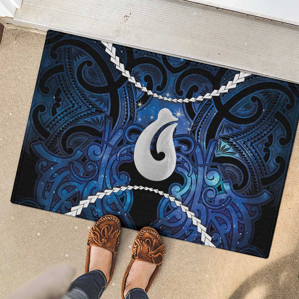 Maori Matariki Hei Matau Rubber Doormat Maori Kowhaiwhai Pattern Galaxy LT01 - Polynesian Pride