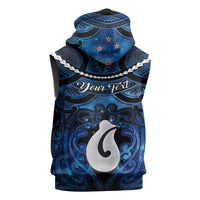 Personalized Maori Matariki Hei Matau Sleeveless Hoodie Maori Kowhaiwhai Pattern Galaxy LT01 - Polynesian Pride